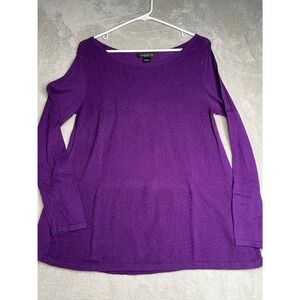 August Silk Purple Chevron Knit Long Sleeve Tunic Top Women's Size L